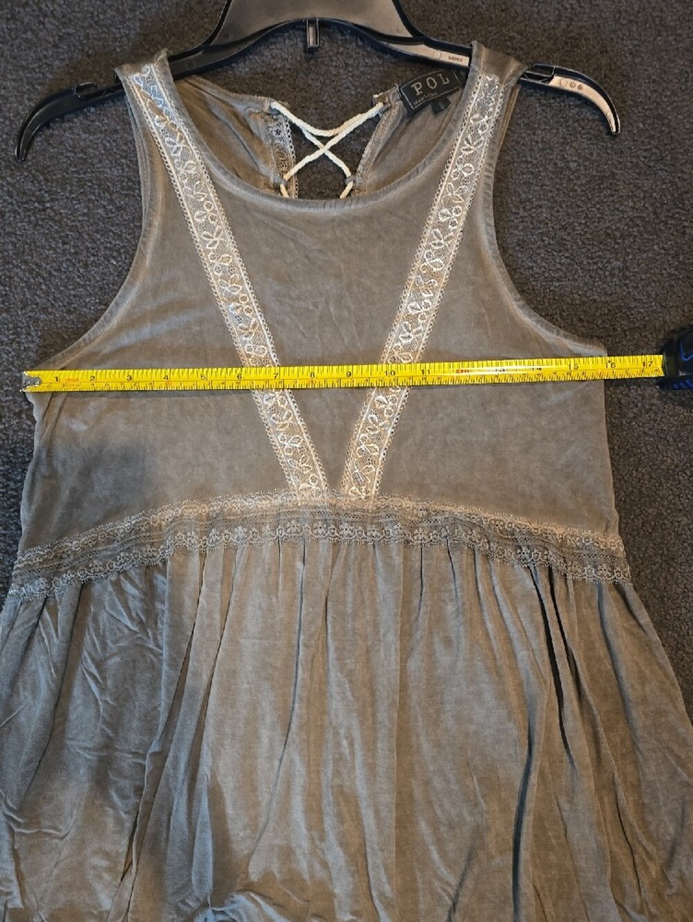 POL Lace-Up Back Midi Dress in Olive Gray - Picture 5 of 7